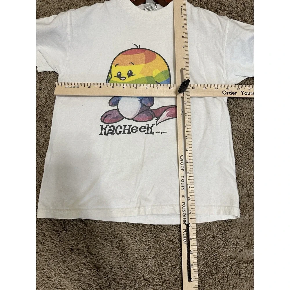 Vintage‎ Neopets Kacheek T-Shirt White Y2K Rainbow Graphic Youth M 10-12